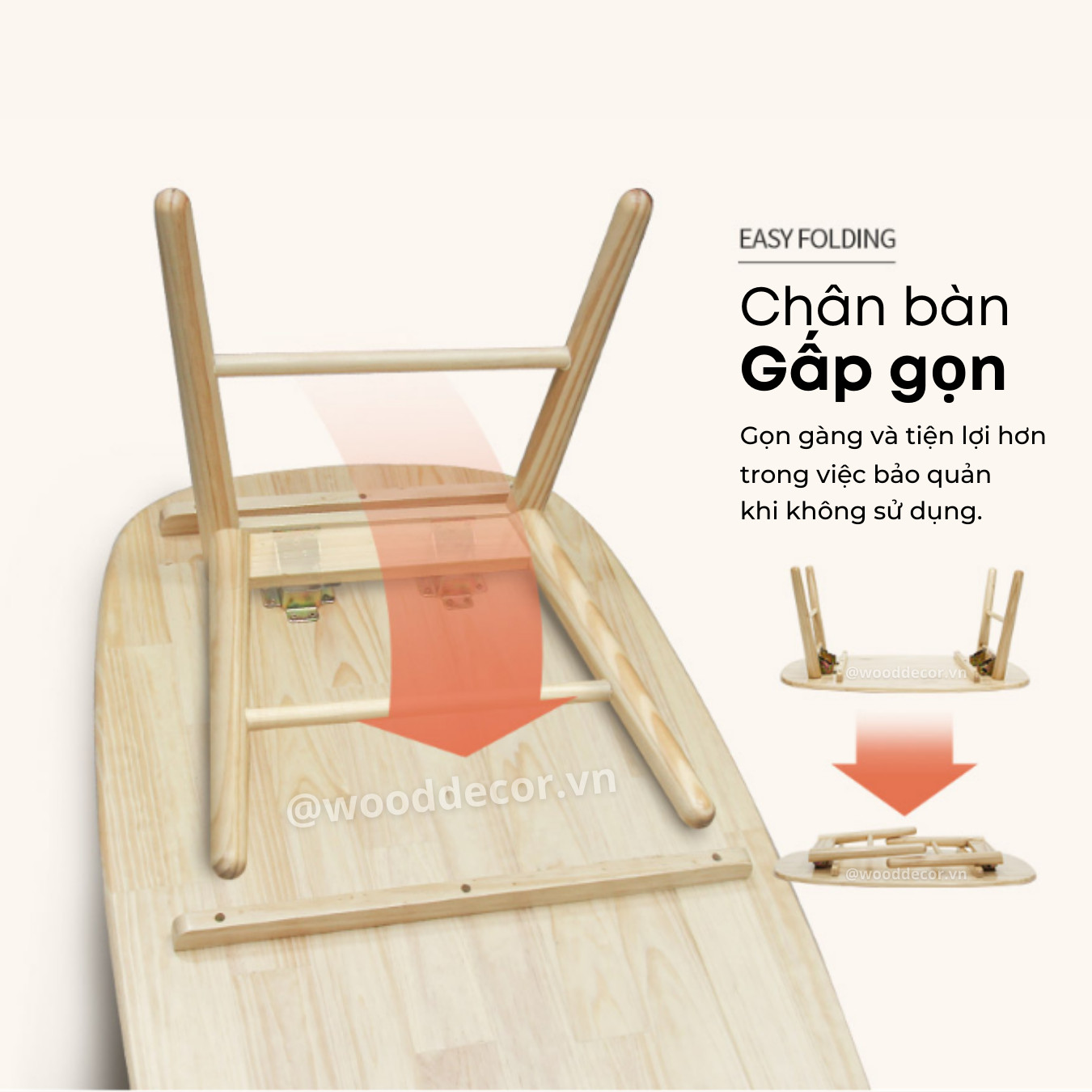 Bàn bệt gỗ gấp gọn phong cách Hàn Quốc FOLDING TABLE