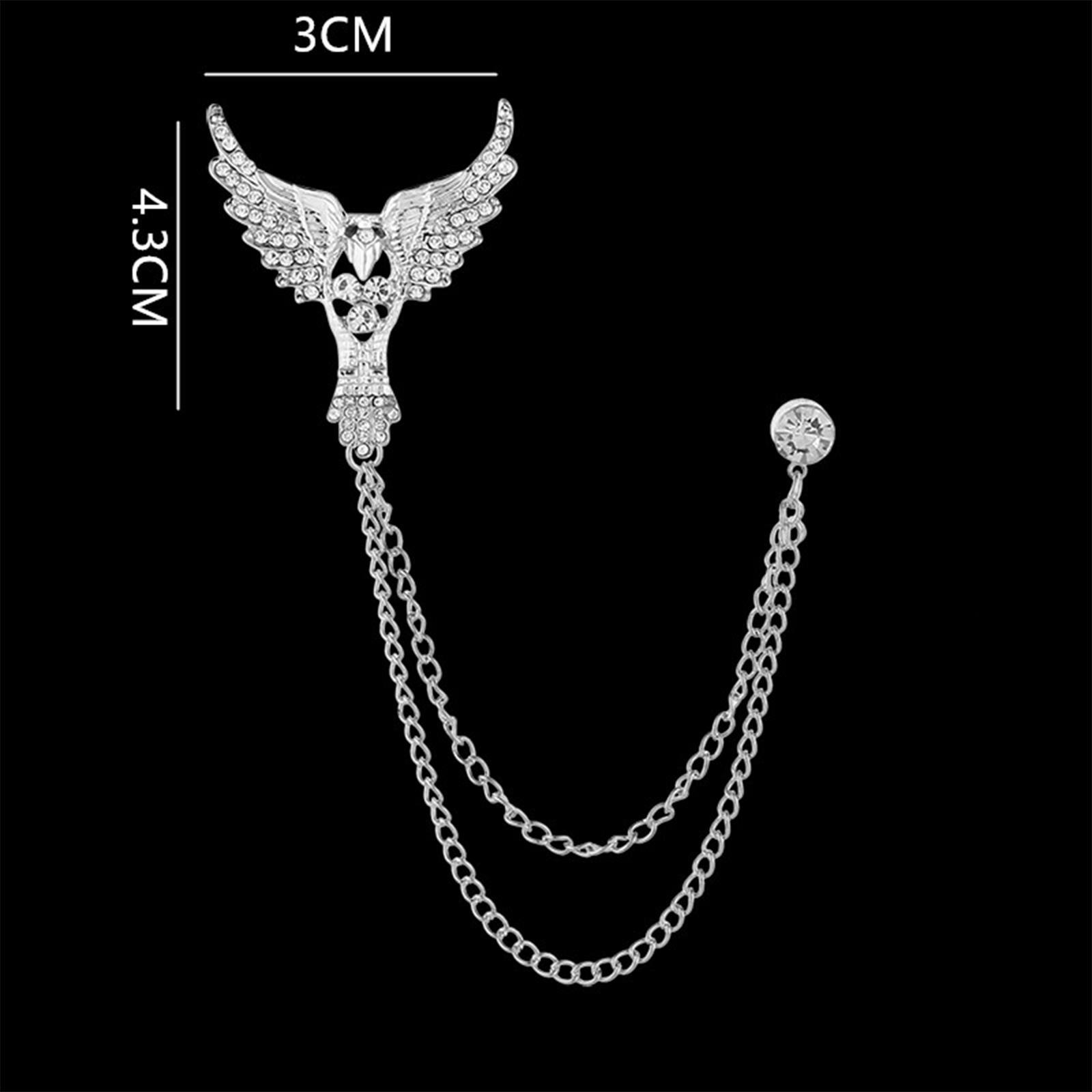 Suit Brooch with Chain Lapel Badge Fashion Scarf Pins Men's Lapel Brooch Alloy Angel Wing Brooch Pin for Dress Shirts Jewelry