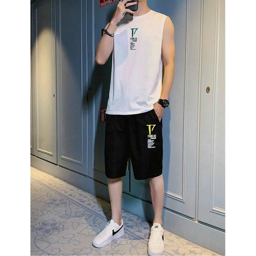 Set bộ đồ nam in chữ chất thun cotton co giản 4 chiều thấm hút mồ hôi tốt loại dày đẹp hàng hot trend cá tính