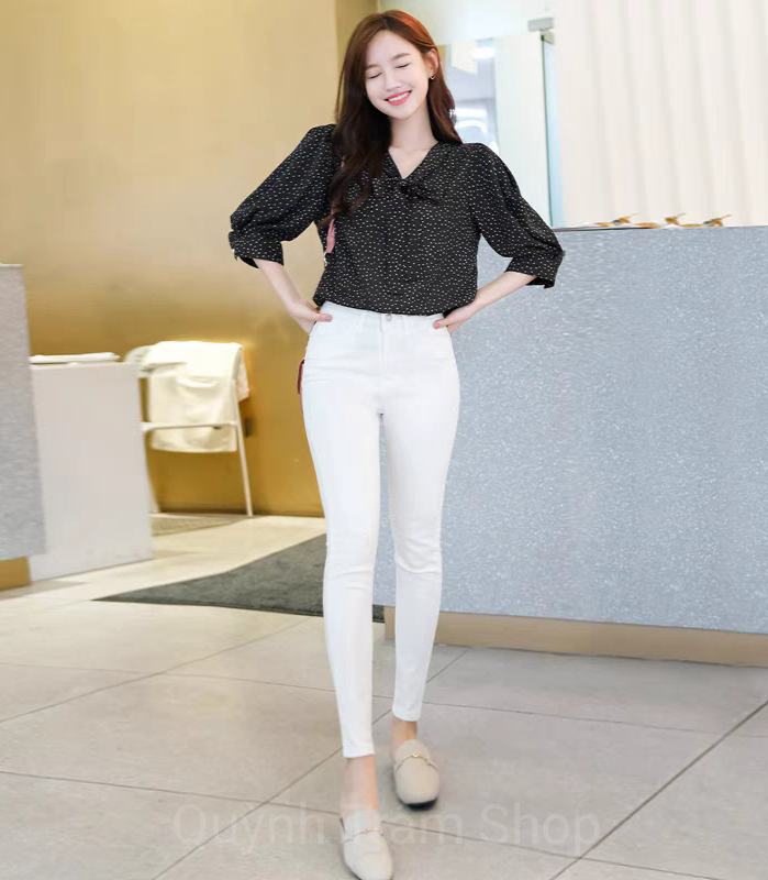 Quần Kaki Nữ Lưng Cao Trắng