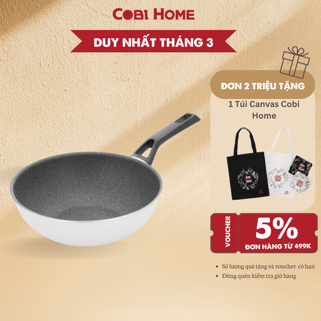 Chảo Easy Cook chảo chống dính lòng sâu hợp kim nhôm vân đá đáy từ Kims Cook phân phối chính hãng bởi Cobi Home