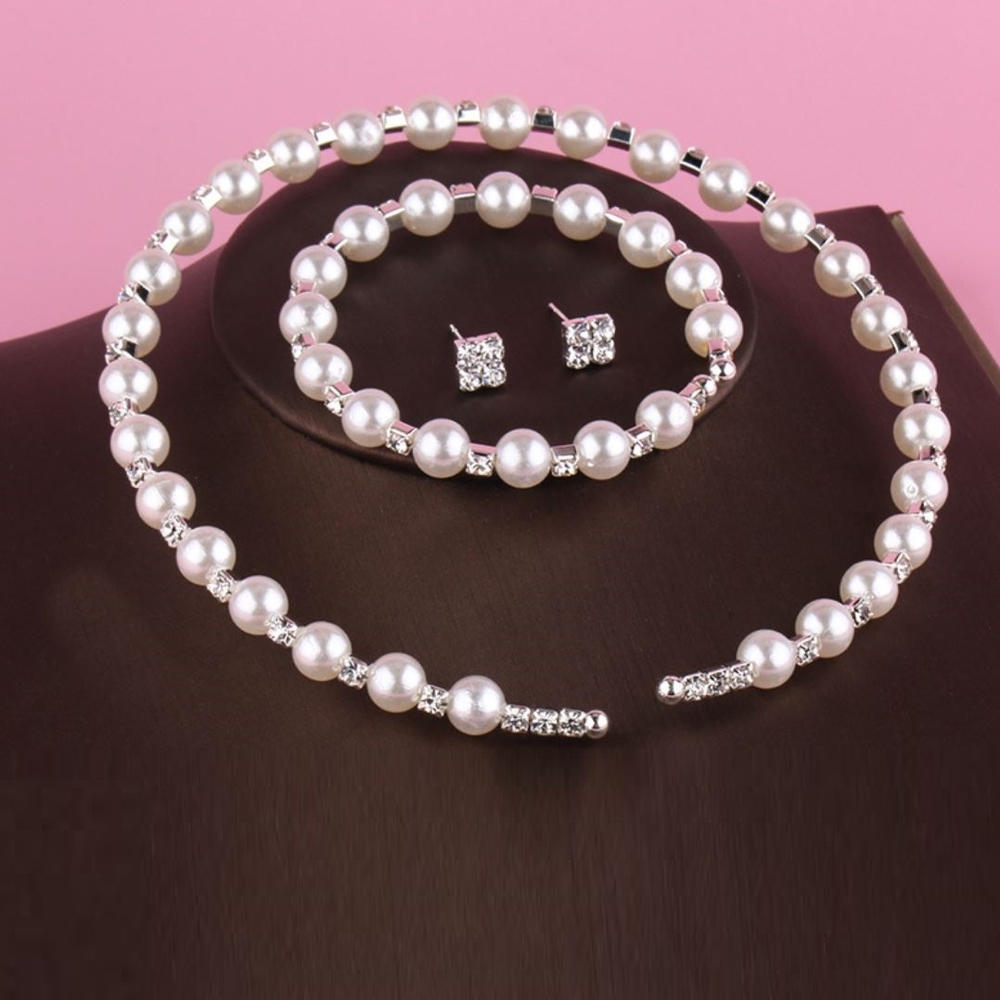 Set Trang Sức Hạt Chai Đính Đá Kiềng Vòng Tay Hoa Tai, Thiết Kế Sang Trọng, Phụ Kiện Thời Trang Kết Hợp Với Trang Phục Trong Các Sự Kiện Hay Chụp Ảnh