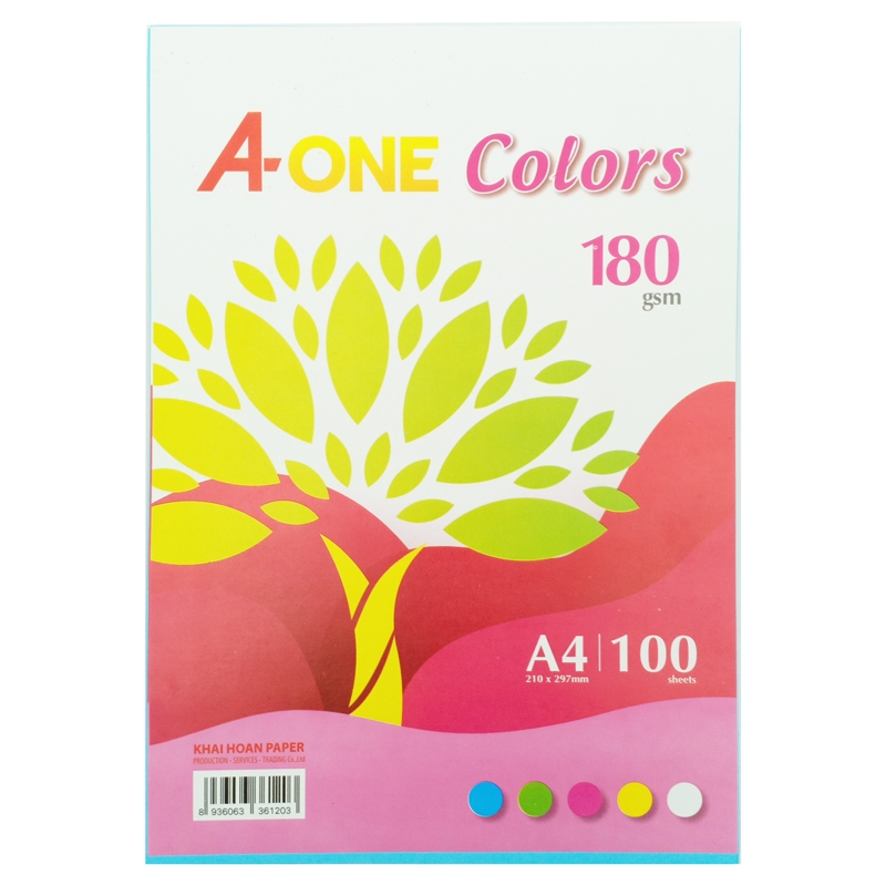 Giấy Màu Bìa Thái A-One A4 180gsm - Mẫu 2 - Xanh Da Trời