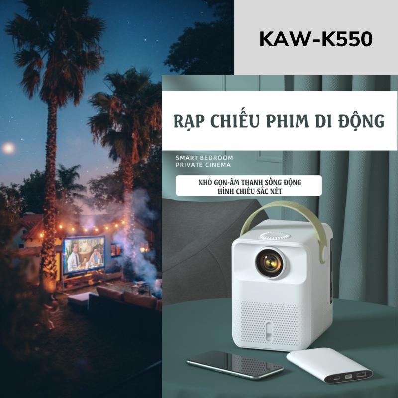 Máy chiếu phim mini, Máy chiếu mini KAW-K550, Kết nối điện thoại máy tính, kết nối wifi, thay thế 1 chiếc Smart TV