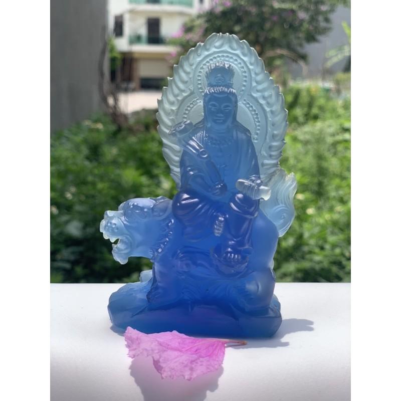 TƯỢNG PHẬT VĂN THÙ BỒ TÁT CƯỠI HỔ LƯU LY 13cm