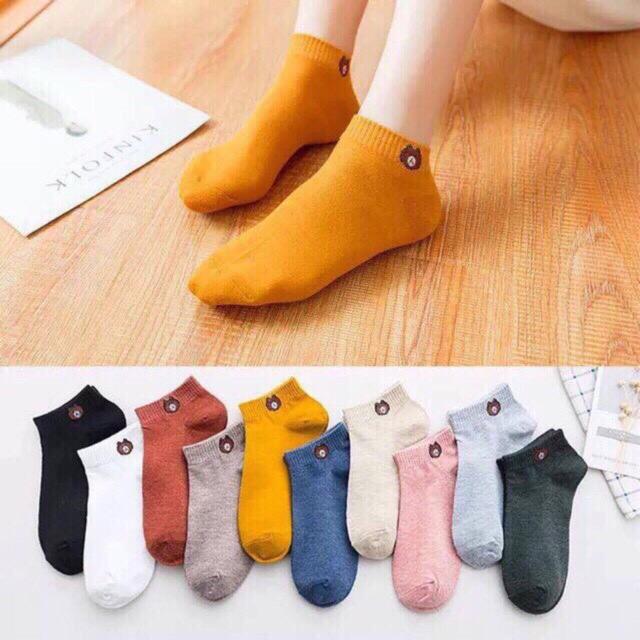 Set 10 đôi tất gấu cute đủ màu kèm túi đựng xinh xắn