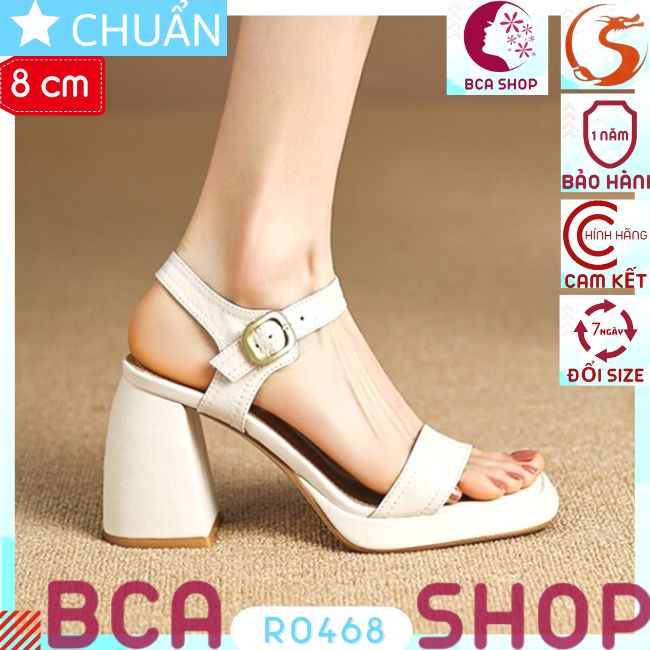 Giày cao gót nữ hở mũi cao 8 phân RO468 ROSATA tại BCASHOP quai sau cài ôm cổ chân - màu trắng