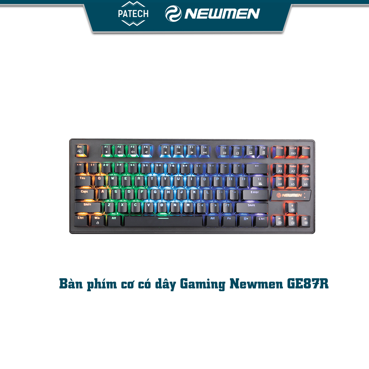 Bàn phím cơ có dây Gaming NEWMEN GE87R, Size 87 phím,Switch Outemubox cải tiến, MixLED 20 hiệu ứng, bền bỉ và mạnh mẽ - Hàng chính hãng