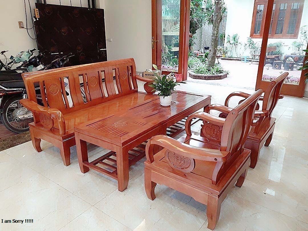 Bộ bàn ghế phòng khách ,salon gỗ xoan đào 5 món , mẫu mới