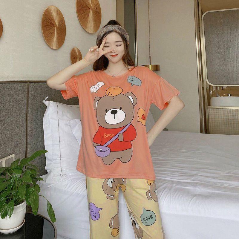 Đồ Bộ Ngủ Thun Quần Dài, Đồ Mặc Nhà Hàng Quảng Châu, Pijama Hoạt Hình chú gấu Bear