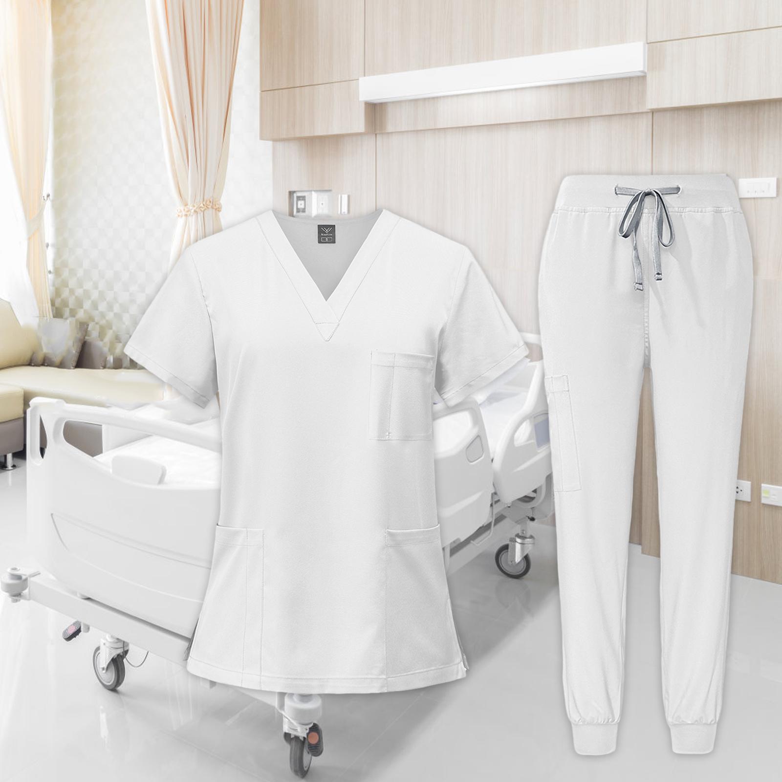 Nursing Uniforms Beauty Salon Shop V Neck T Shirts Women Scrubs Sets