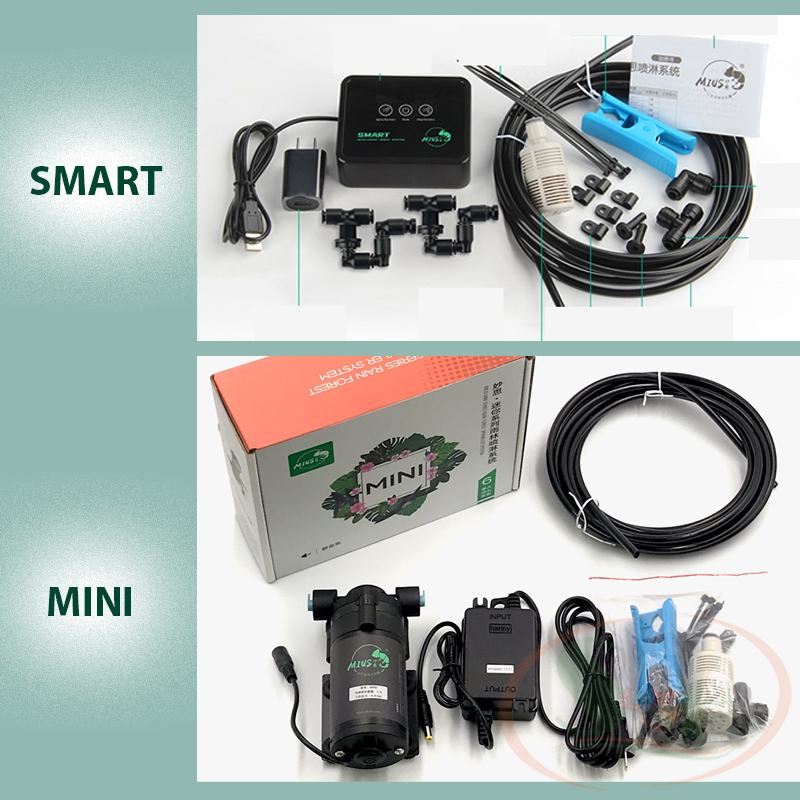 Bộ phun sương Mius Smart, Mini Rainforest Spray System hẹn giờ phun ẩm bể bán cạn tiểu cảnh bò sát hàng nhập khẩu