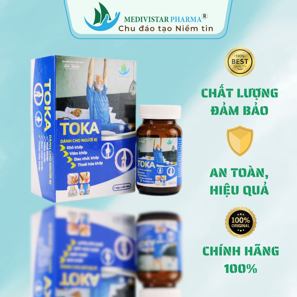 Combo 3 Lọ Viên Uống Bổ Khớp TOKA Hỗ Trợ Làm Chậm Thoái Hóa Khớp, Bổ Sung Dưỡng Chất Giúp Vận Động Dễ Dàng Linh Hoạt 60 Viên/Lọ