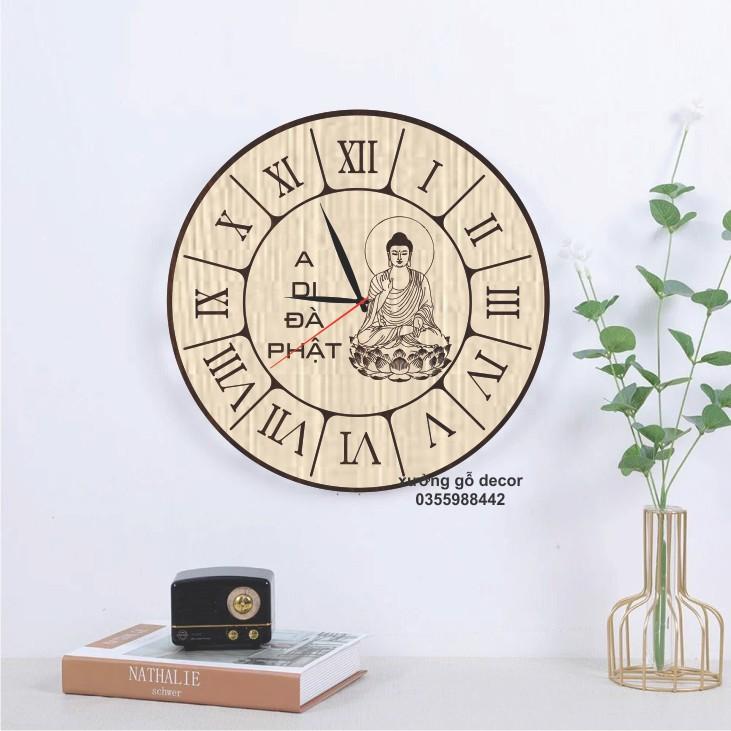 Đồng Hồ Treo Tường Hình Phật Bằng Gỗ Độc Đáo