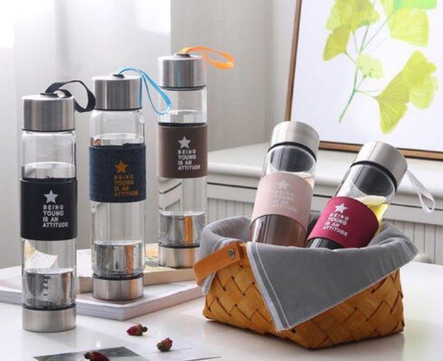 Bình thủy tinh pha trà có lọc trà 450ml