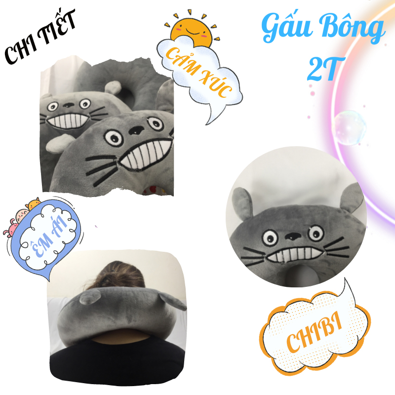 Gấu Bông Gối Ôm Gối Cổ Chữ U ToToRo 2T Vải Nhung Co Giãn