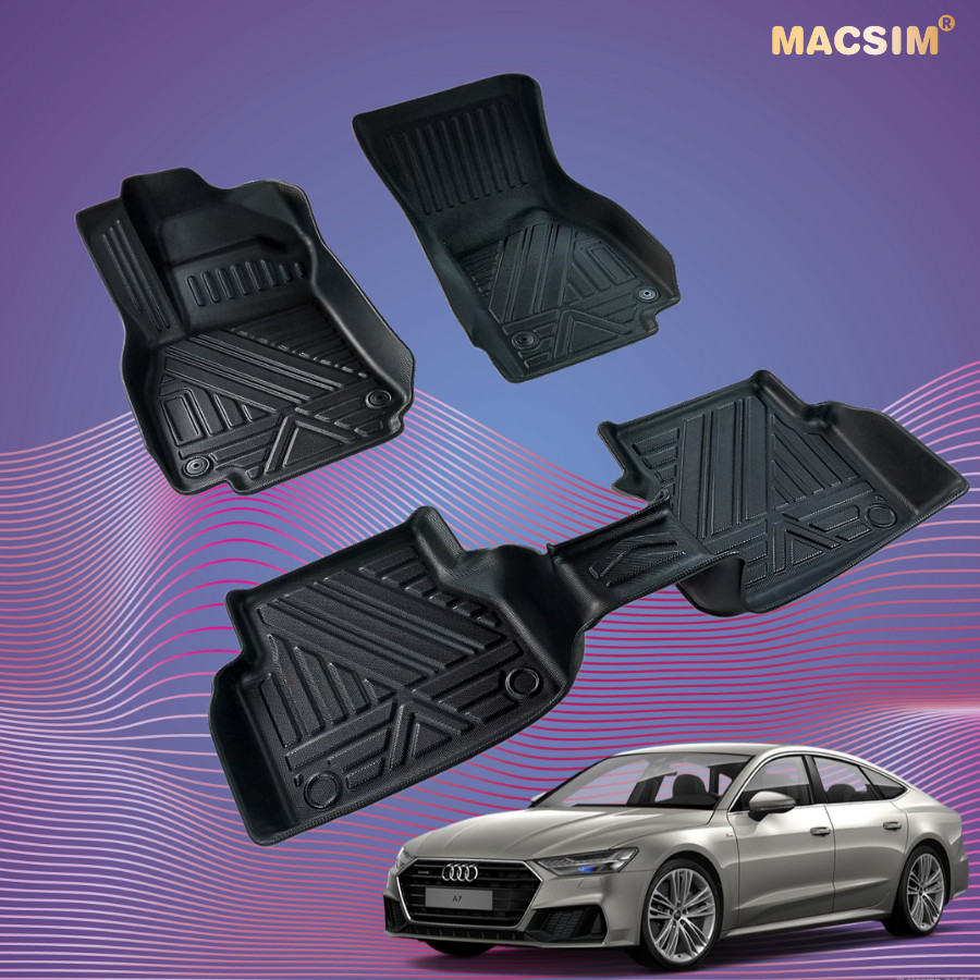 Thảm lót sàn xe ô tô audi A7 2019-2021 nhãn hiệu Macsim - chất liệu nhựa TPE đúc khuôn cao cấp - màu đen