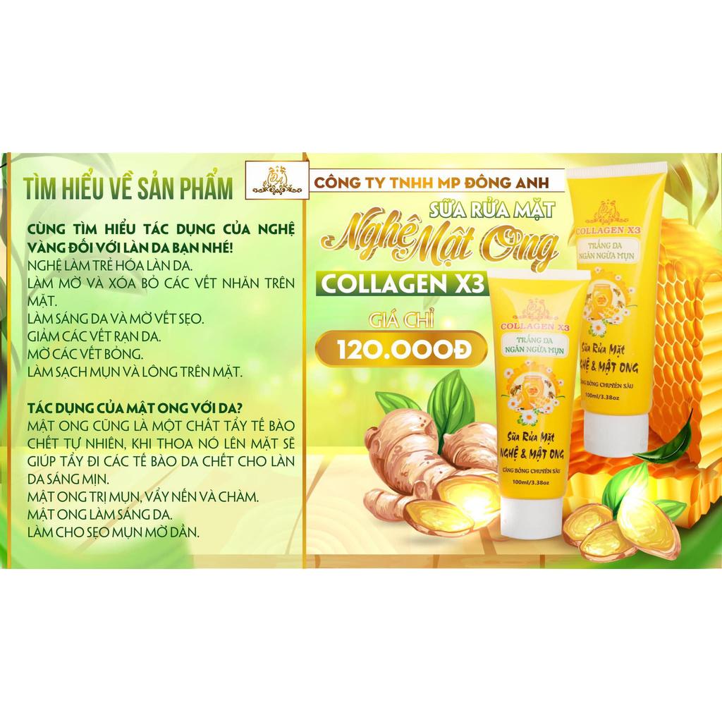 Sữa rửa mặt nghệ mật ong Collagen X3