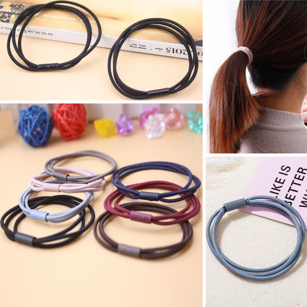 Combo 5 Dây Chun Buộc Tóc, Thun Cột Tóc Mảnh 3 Vòng Màu Sắc Nhã Nhặn SC23