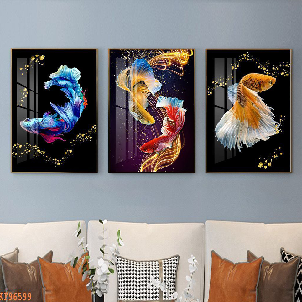 Tranh Bộ 3 In Vải Canvas Sang Trọng - Tranh Cá Nghệ Thuật Tuyệt Đẹp