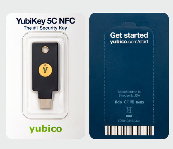 Thiết bị xác thực hai yếu tố Yubikey 5C NFC - hàng chính hãng