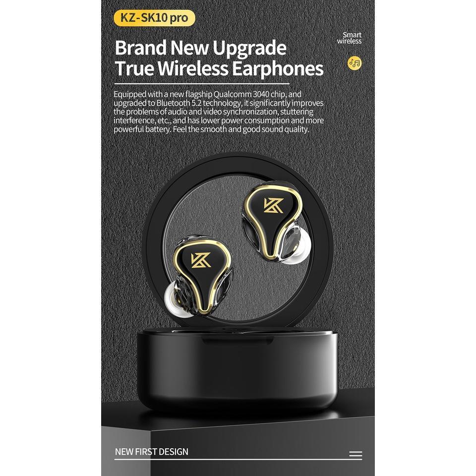 Tai nghe nhét tai KZ SK10 PRO bluetooth 5.2 không dây giảm tiếng ồn TWS QCC3040 APTX HiFi chơi game thể thao Z1 PRO SKS