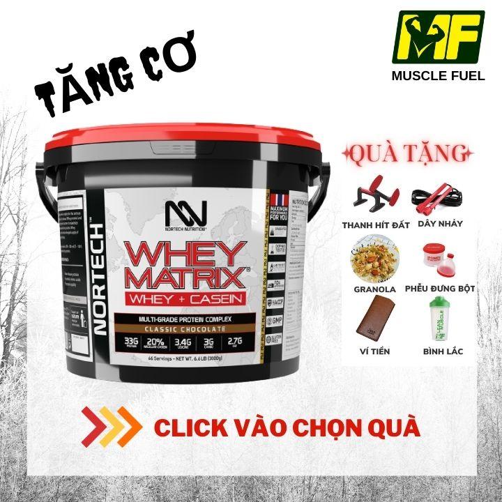 Nortech Whey Matrix 66 liều dùng - Whey protein + Casein. Hổ trợ tăng cơ giảm mỡ