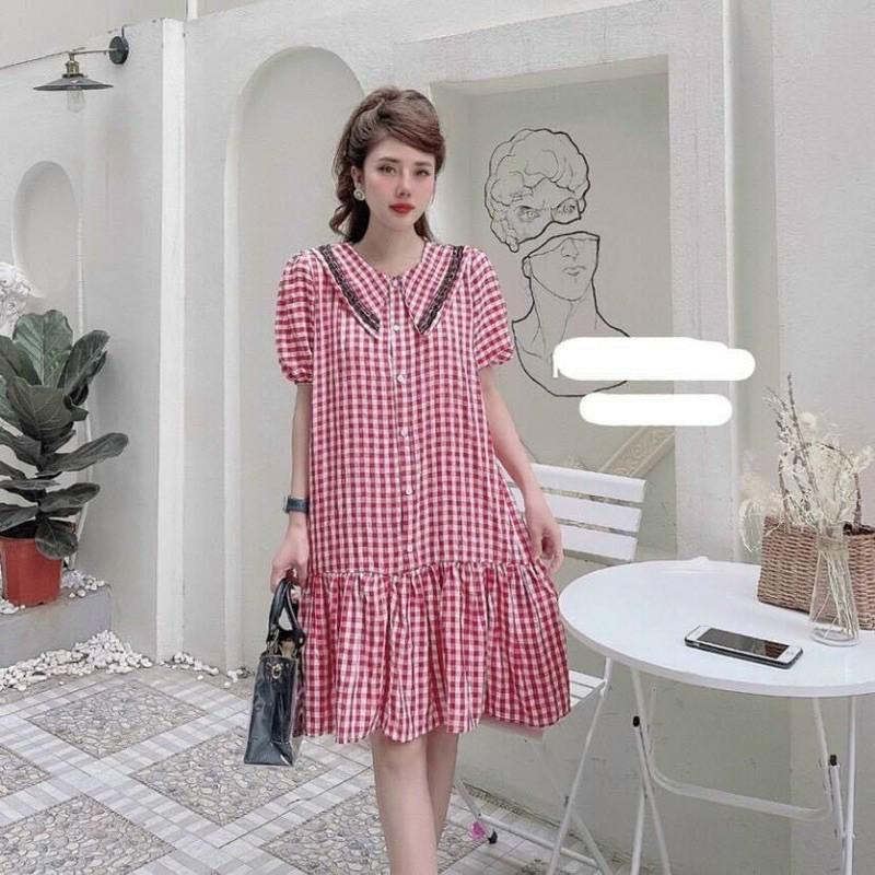 Váy Bầu  CHẤT LỤA HÀN CHÂU  Đầm Bầu, Váy Bầu Xuông Cổ Ren Thiết Kế Freesize từ 45-70kg - Tổng kho đồ bầu