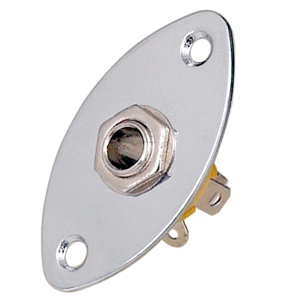 Oval Flat Jack Plate With 1/4" 6.35mm Electric Guitar Bass Jack Plug Socket