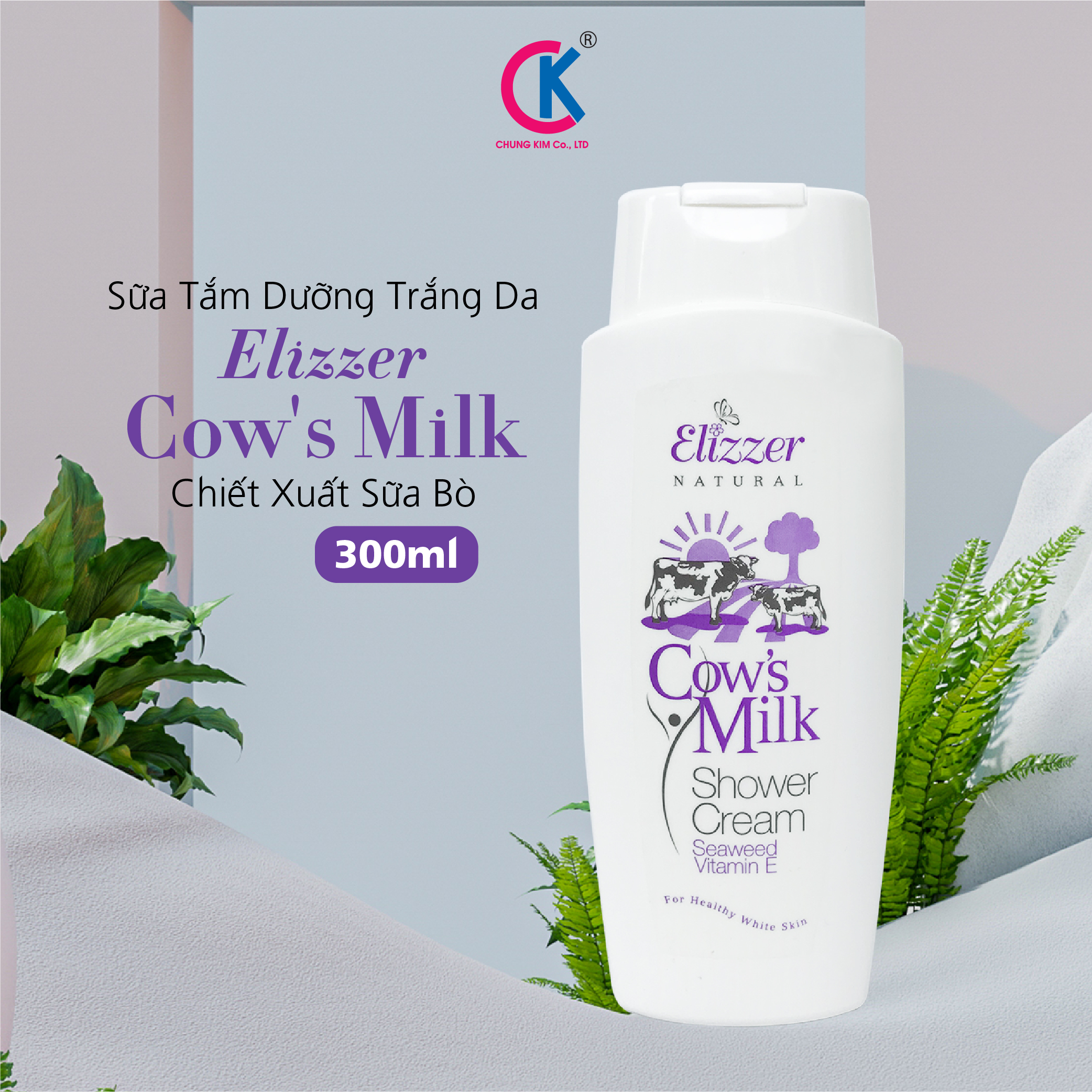 Sữa Tắm Dưỡng Trắng Da Elizzer Cow's Milk Chiết Xuất Sữa Bò 300ml