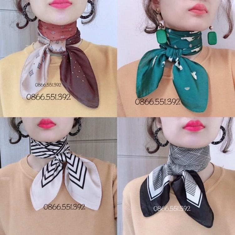 Khăn Lụa Vuông Cao Cấp Loại 1 Dùng Quàng Cổ, Cuốn Cổ kiểu dáng thời trang phong cách retro
