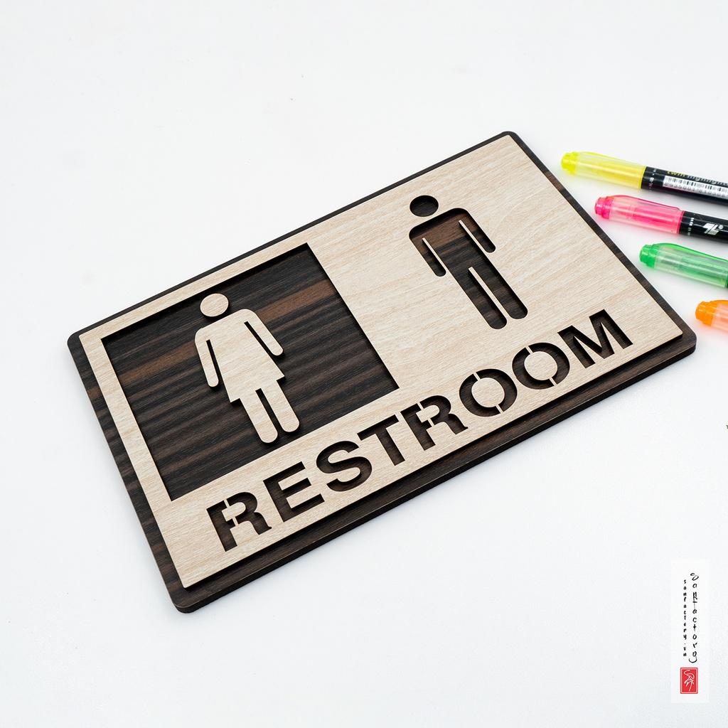 Bảng restroom gỗ dán cửa nhà vệ sinh SAN-TL01
