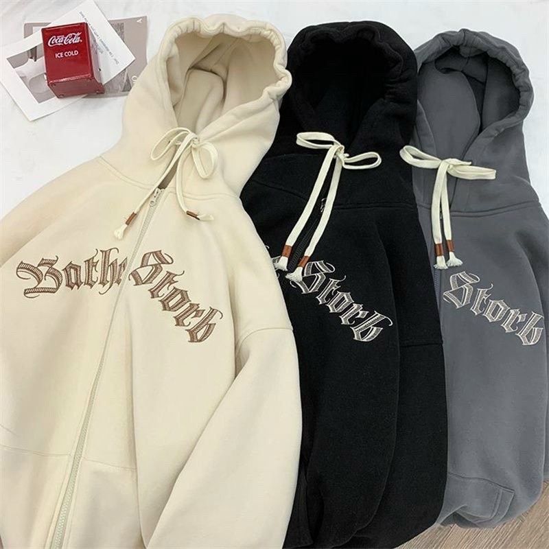 Hình ảnh Áo Hoodie Áo Khoác Nỉ Hoodie Zip Hàng Quảng Châu Siêu Đẹp (Ảnh thật ở cuối), Áo Khoác Nam Tay Dài Có Nón Thời Trang Hàn Quốc, Áo khoác hoodie zip nỉ thêu chữ TOMEIUHI