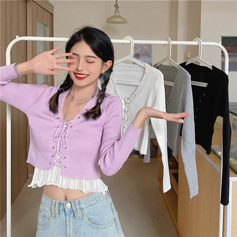 Áo khoác cardigan nữ dệt kim phong cách đơn giản xinh xắn