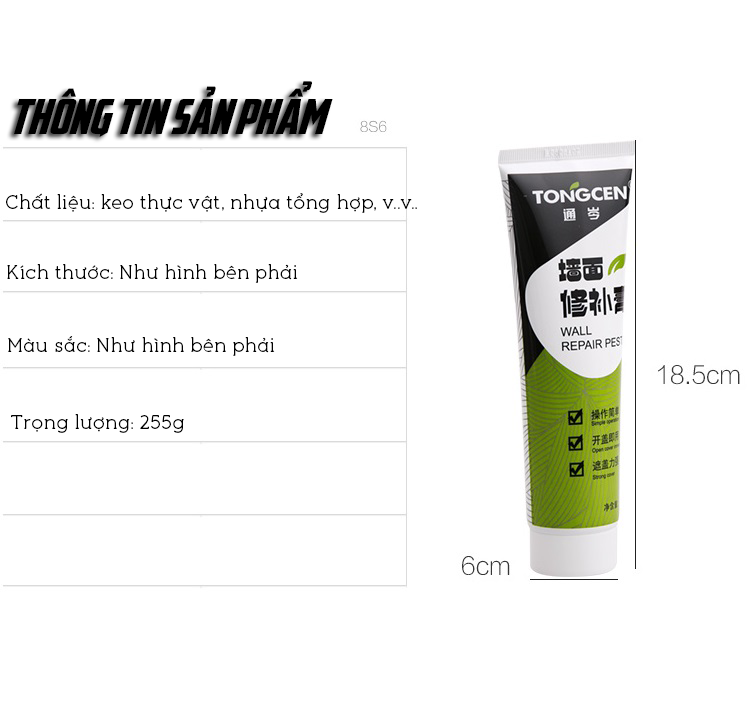 Tuýp Keo Vá Tường Chống Bong Tróc, Trám Vết Nứt Tường - Hàng Nhập Khẩu