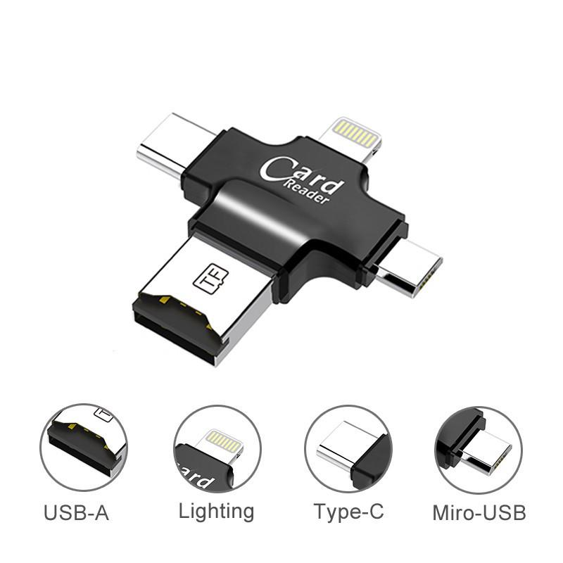 Đầu đọc thẻ 4 in 1 OTG, USB, TYPE - C, IOS