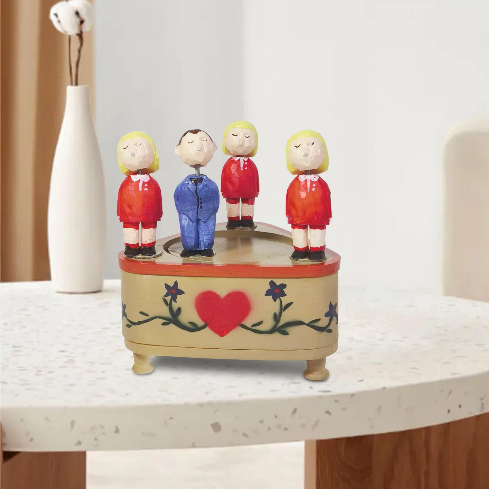 Kissing Couple Doll Music Box Creative Music Mechanism Rotating Statue for Birthday Gifts Boys
