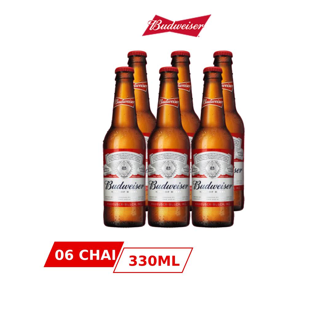 Lốc 6 Chai Bia Budweiser Chính Hãng (330ml/Chai)