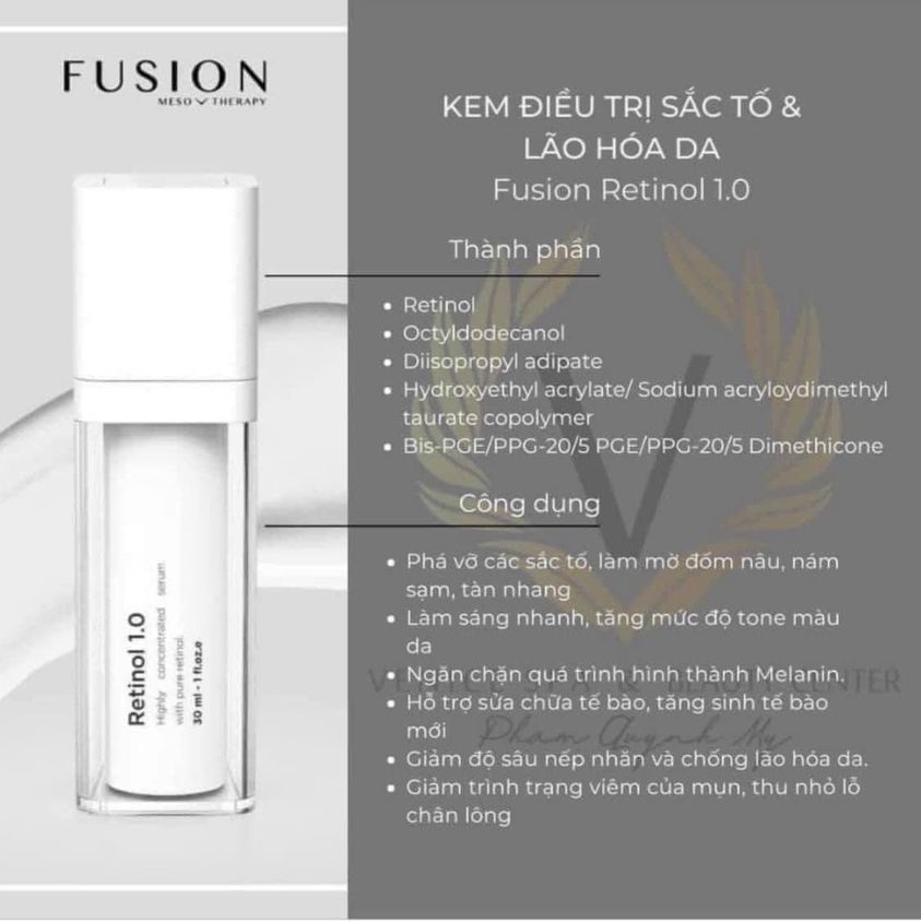 Kem Trẻ Hóa Da Giảm Nám Fusion Retinol 1.0 Dưỡng da, giảm bóng cho da dầu, giúp da mịn màng và tươi sáng