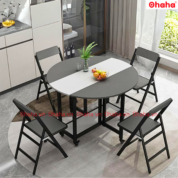 BÀN ĂN GẤP GỌN THÔNG MINH CÓ GHẾ VÀ BÁNH XE OHAHA - BA025