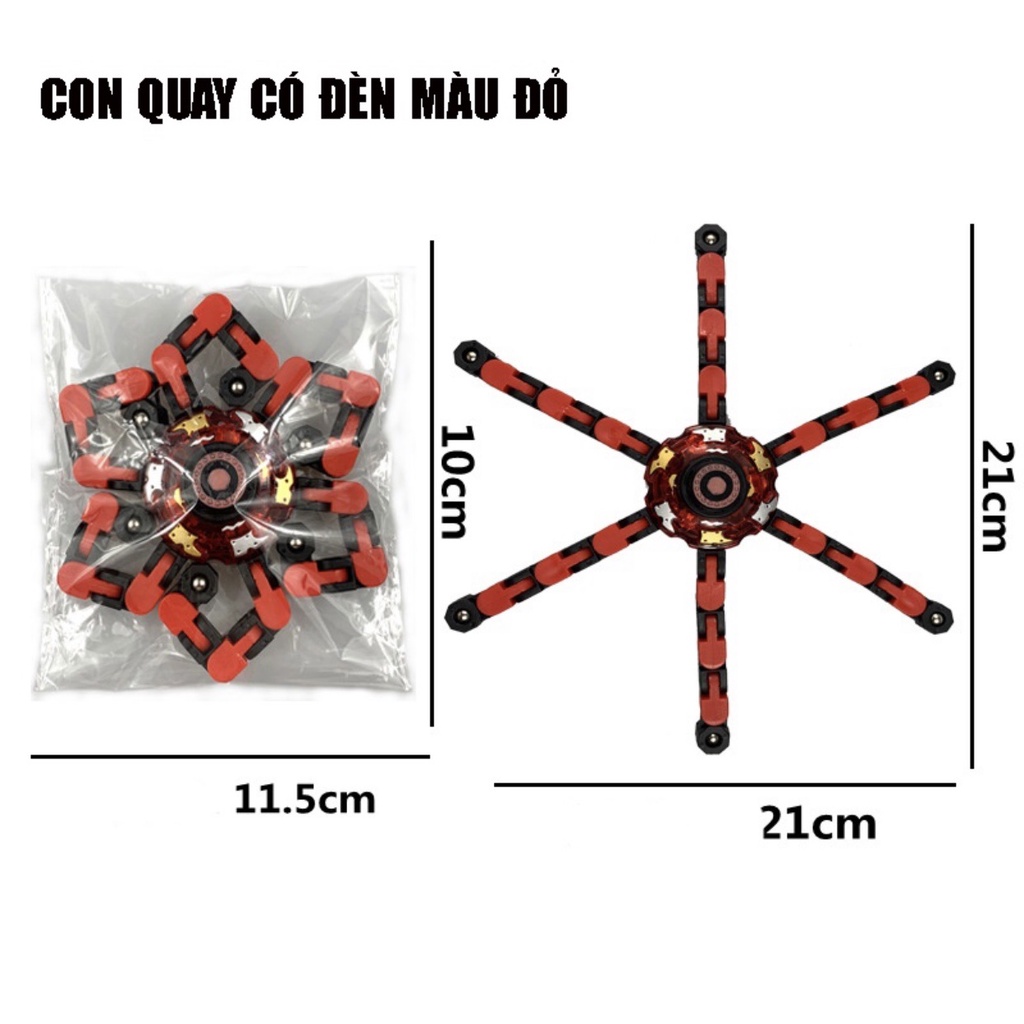 Đồ chơi con quay spiner robot biến hình 6 cánh có đèn led phát sáng