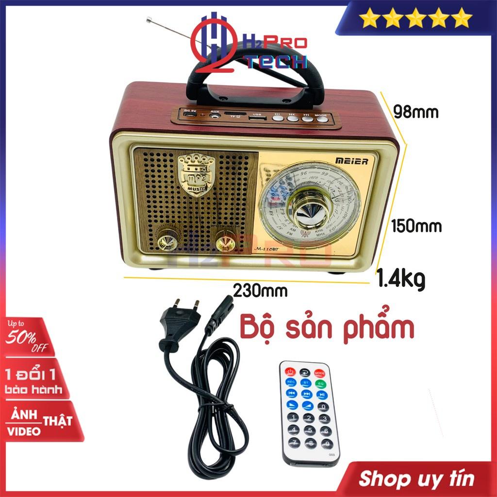 Đài radio cho người già, đài radio FM cổ điển Meier M-110BT FM/AM/SW,nghe nhạc MP3 loa Bluetooth/USB/Thẻ nhớ-H2pro Tech