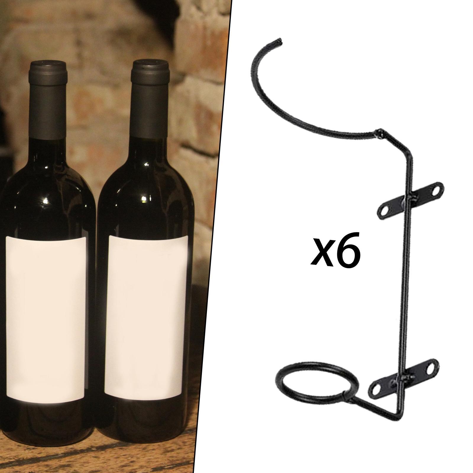 6 PCS Wall Mounted Wine Racks, Red Wine Bottle Display Holder, Iron Hanging Wine Rack Organizer, Wine Storage Shelf