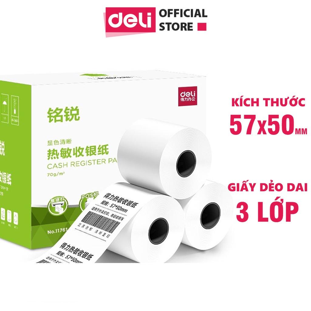 Giấy In Nhiệt Deli 3 Lớp Dẻo Dai - In Hóa Đơn Siêu Thị, Cửa Hàng Tiện Lợi, Mã Vạch, Logo, Báo Giá Không Phai Mực - 11761