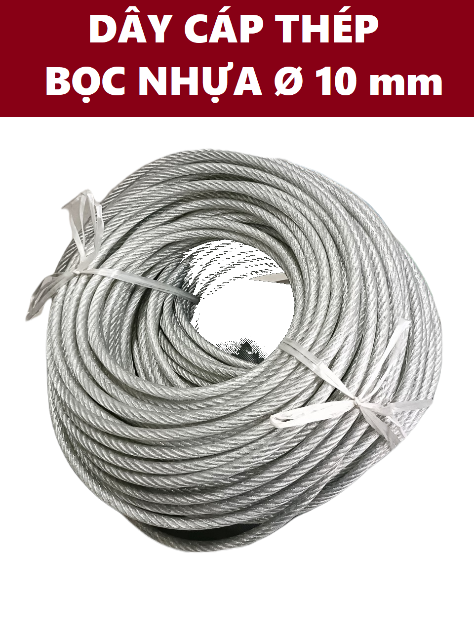 Dây cáp thép bọc nhựa Ø [ 10mm ] dài 1 mét – 1000 mét