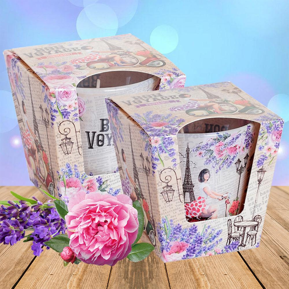 Combo 2 ly nến thơm Bartek nhập khẩu Châu Âu Bon Voyage 115g - oải hương, hoa hồng