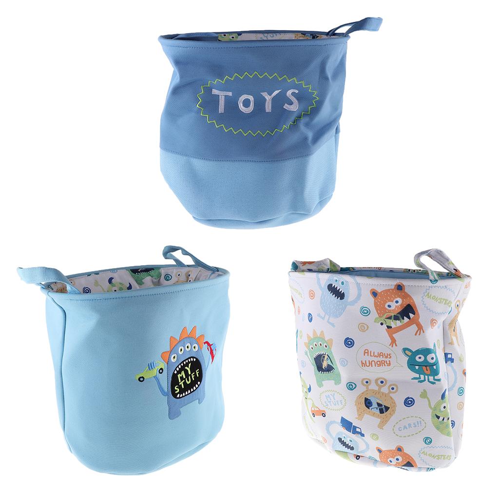 Children Room Toy Storage Basket Hamper Embroidery Little Monster 37x28x38cm