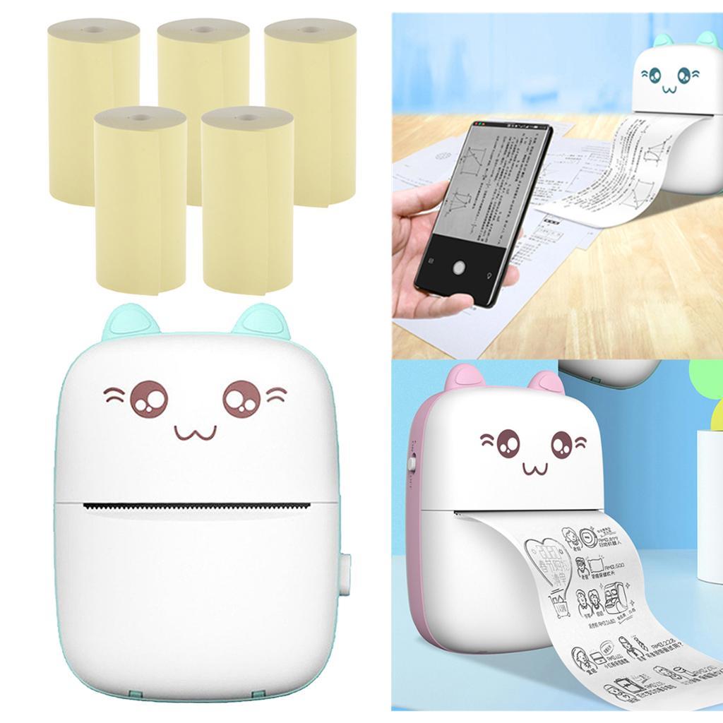 5pcs Printing Paper Roll Thermal Portable + Thermal Printer Memo Printing