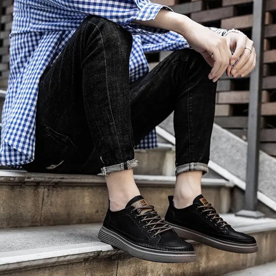 Giày thể thao nam, Sneaker da PU cao cấp, đế cao su chống trơn trượt, tăng chiều cao 4cm