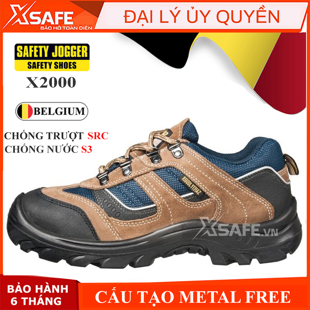 Giày bảo hộ lao động nam Jogger X2020P S3 SRC da bò lộn bền bỉ, thoáng khí, chống nước, đâm xuyên, trơn trượt